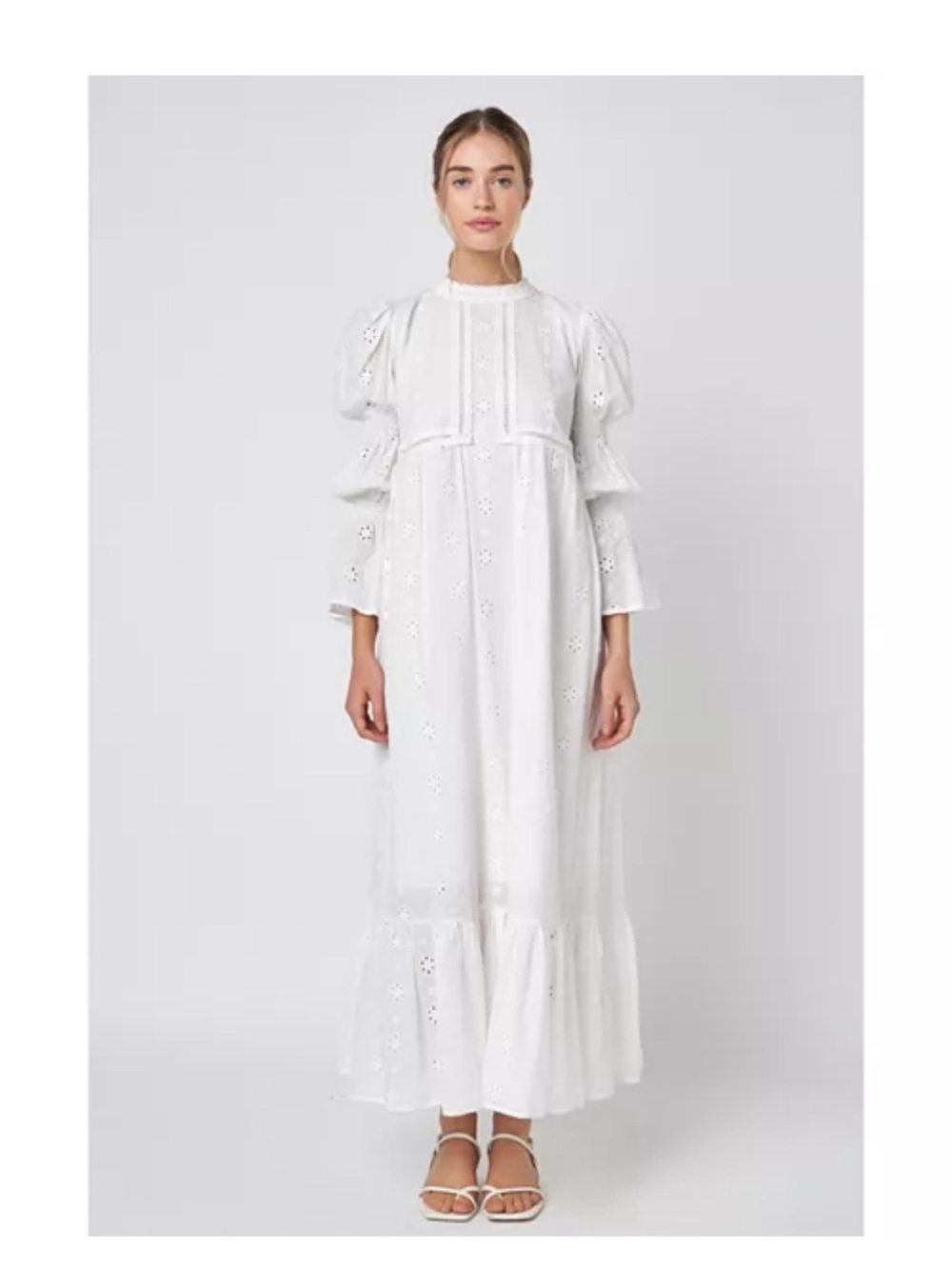 EUC! English Factory White Long Sleeve Eyelet Maxi Dress